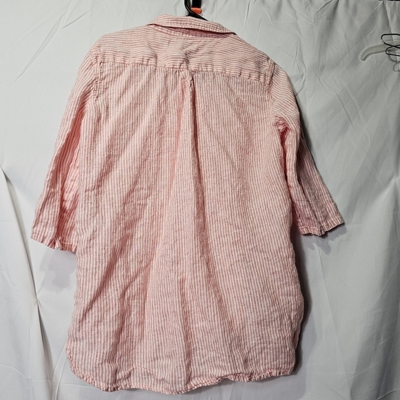Tommy Hilfiger Linen short sleeve stripped button down large 3/4 sleeve - Picture 4 of 9